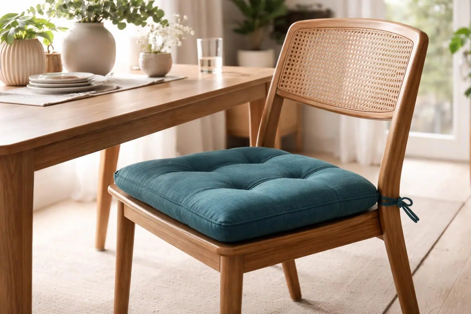 apportez une touche d'élégance et de couleur à votre salle à manger avec notre coussin de chaise bleu canard, alliant confort et style pour un intérieur moderne et chaleureux.