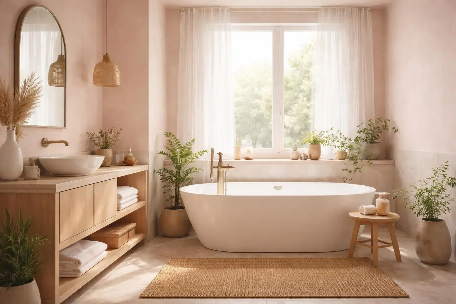 découvrez comment la peinture rose pâle transforme votre salle de bain en un véritable havre de paix, créant une ambiance douce et relaxante digne d'un spa.