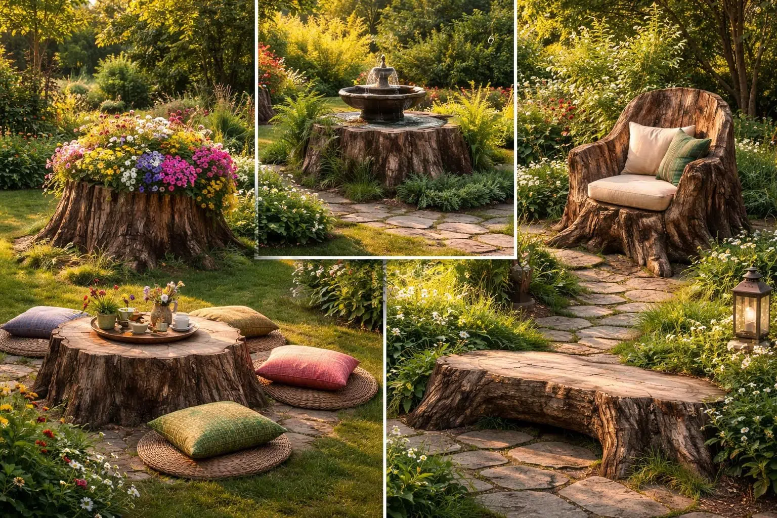 découvrez 5 idées créatives pour aménager votre espace extérieur en utilisant une souche d'arbre comme élément décoratif et fonctionnel.