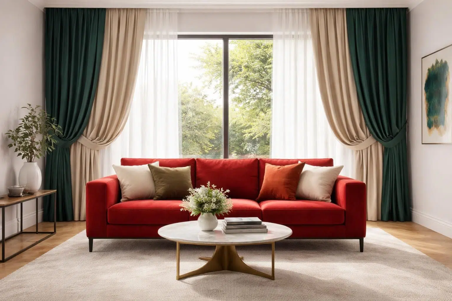 découvrez comment associer les couleurs pour vos fenêtres avec des rideaux et un canapé rouge, afin de créer une ambiance harmonieuse et élégante dans votre intérieur.