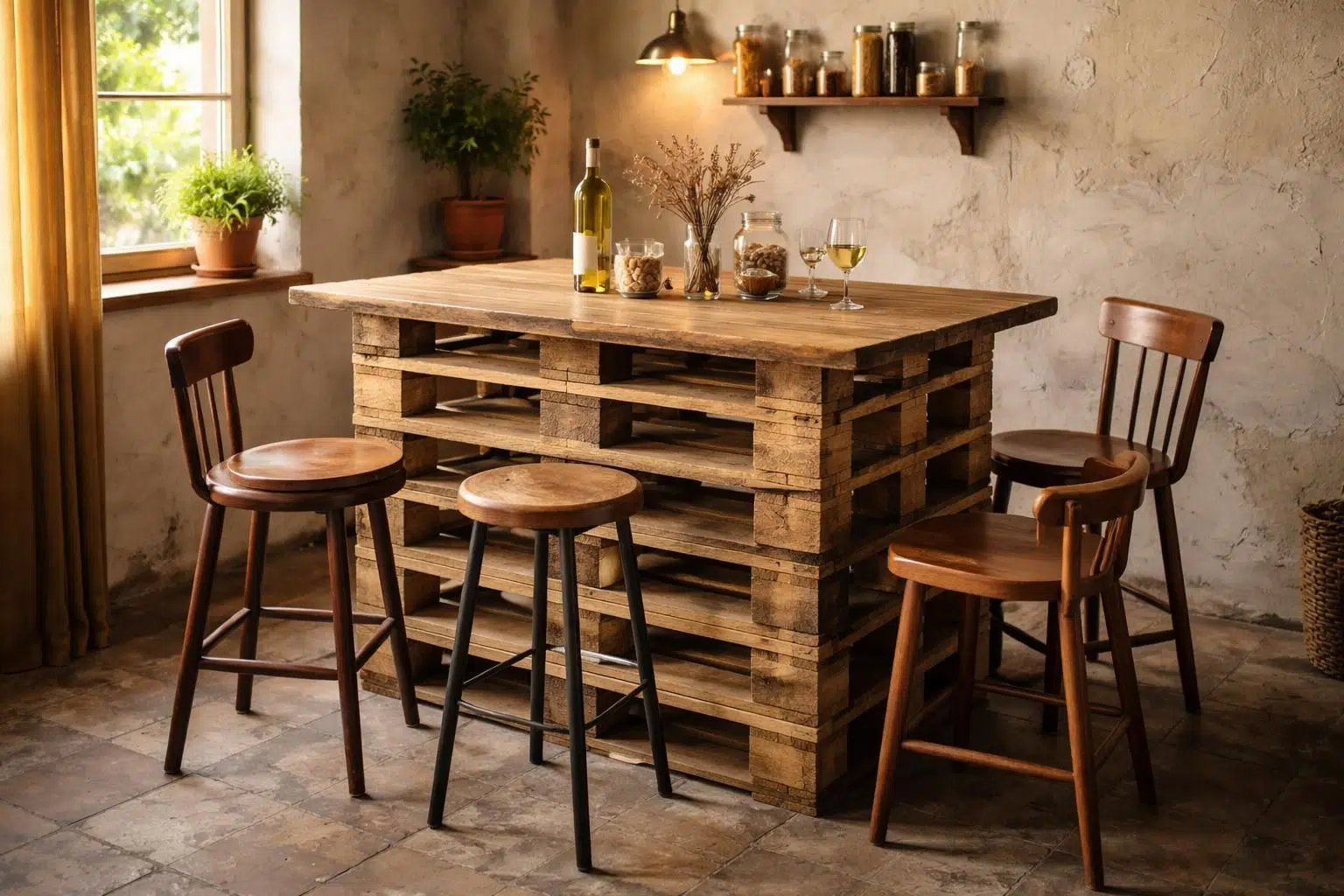 découvrez notre tuto diy pour créer une table de bar en palette, idéale pour un coin bistrot rustique et économique. facile à réaliser avec des matériaux recyclés, parfait pour une ambiance chaleureuse et authentique.