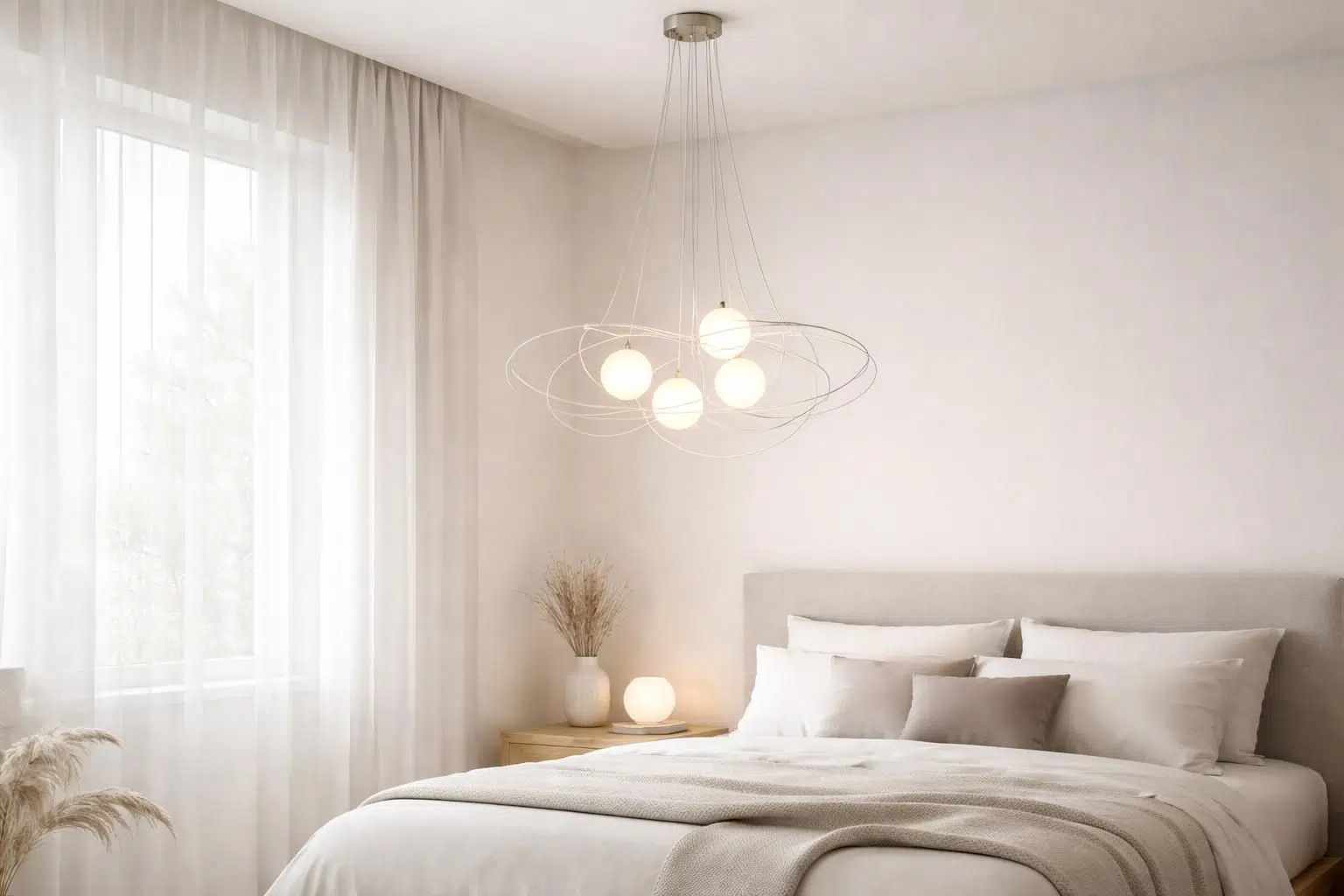apportez une touche de légèreté et d'élégance à votre chambre avec notre suspension filaire, parfaite pour sublimer votre décoration intérieure.