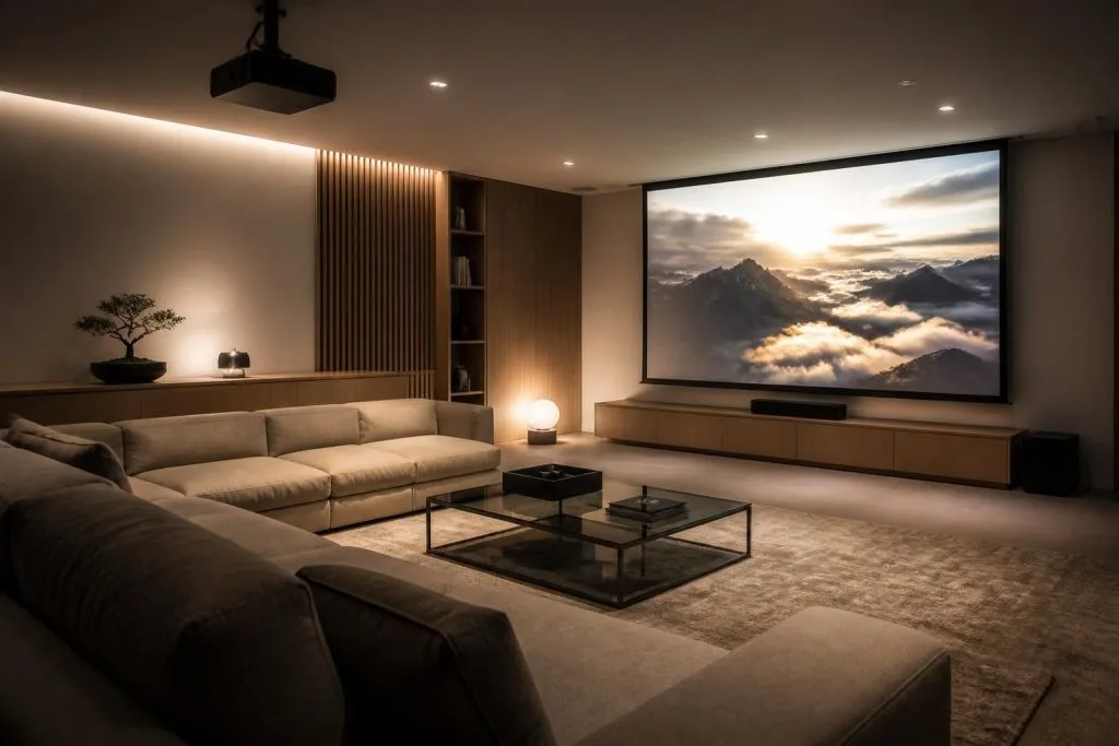 découvrez comment aménager un coin cinéma parfait en intégrant un vidéoprojecteur epson dans un salon design pour une expérience visuelle immersive et élégante.