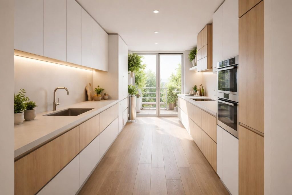 découvrez les tendances modernes pour aménager et décorer les cuisines étroites en longueur en 2026, alliant fonctionnalité et style pour optimiser votre espace.